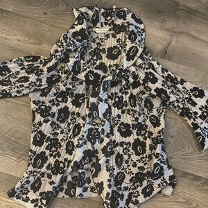 Black and White Floral Button Down Shirt